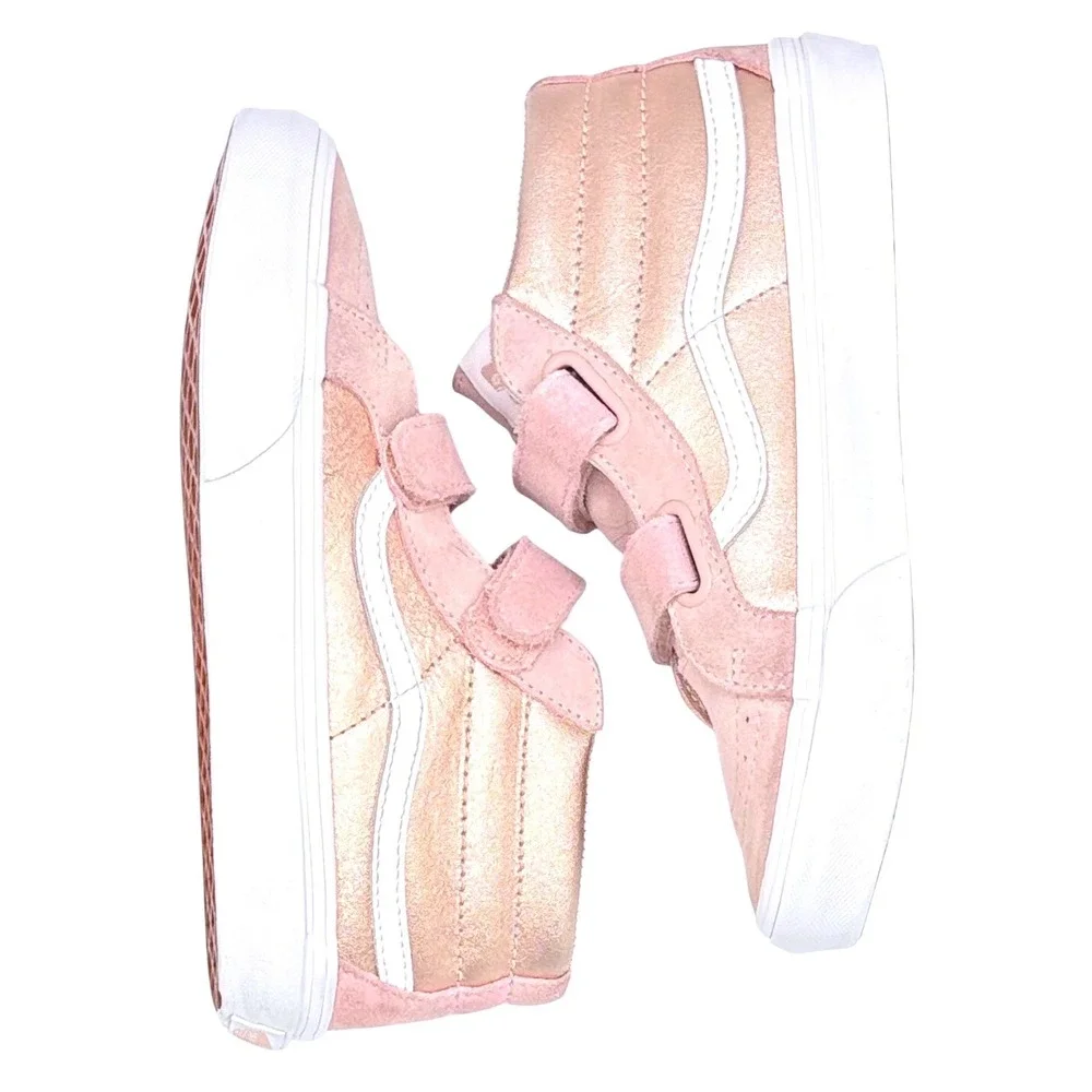 Vans Sk8-Hi Zip Toddler Shoes Rose Gold Pink Suede Hook and Loop Sz 3 US Kids‎